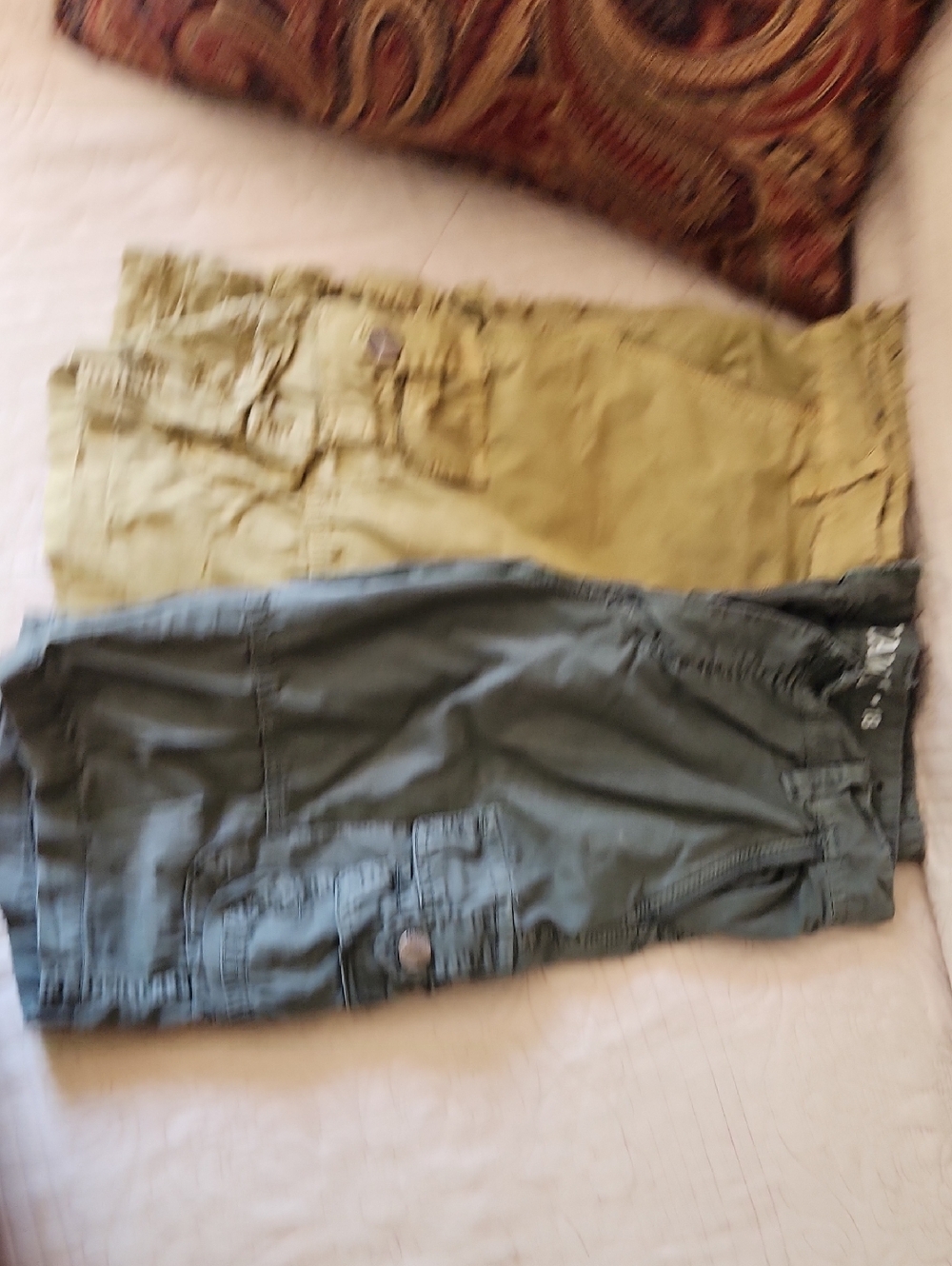 Kids Cargo Shorts - Olive Green and Khaki